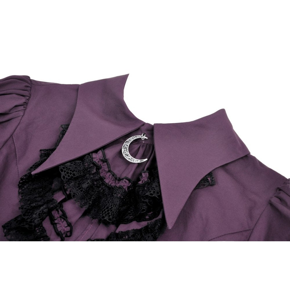 Dark in Love Druantia blouse collar close-up showing crescent moon charm gothic detail