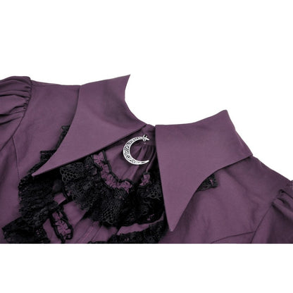Dark in Love Druantia blouse collar close-up showing crescent moon charm gothic detail