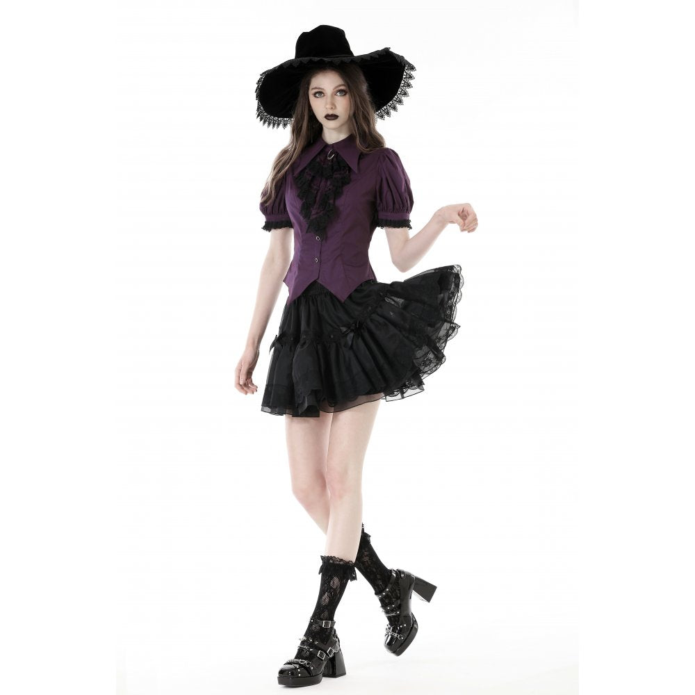 Dark in Love Druantia blouse front outfit look with celestial moon charm detail
