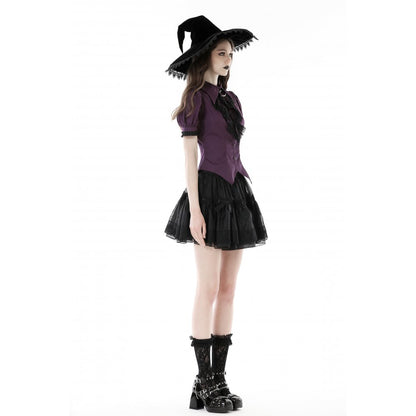 Dark in Love Druantia blouse front outfit look with celestial moon charm detail 