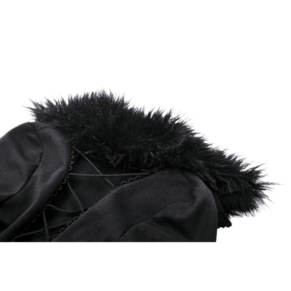 Dark in Love Haidee coat black fabric texture close up gothic winter coat