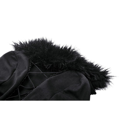 Dark in Love Haidee coat black fabric texture close up gothic winter coat