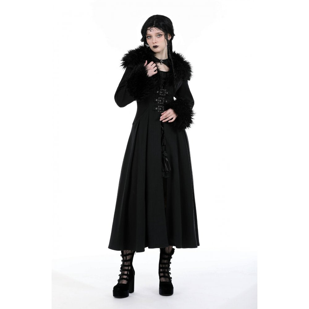 Dark in Love Haidee gothic long coat full body front view worn by model