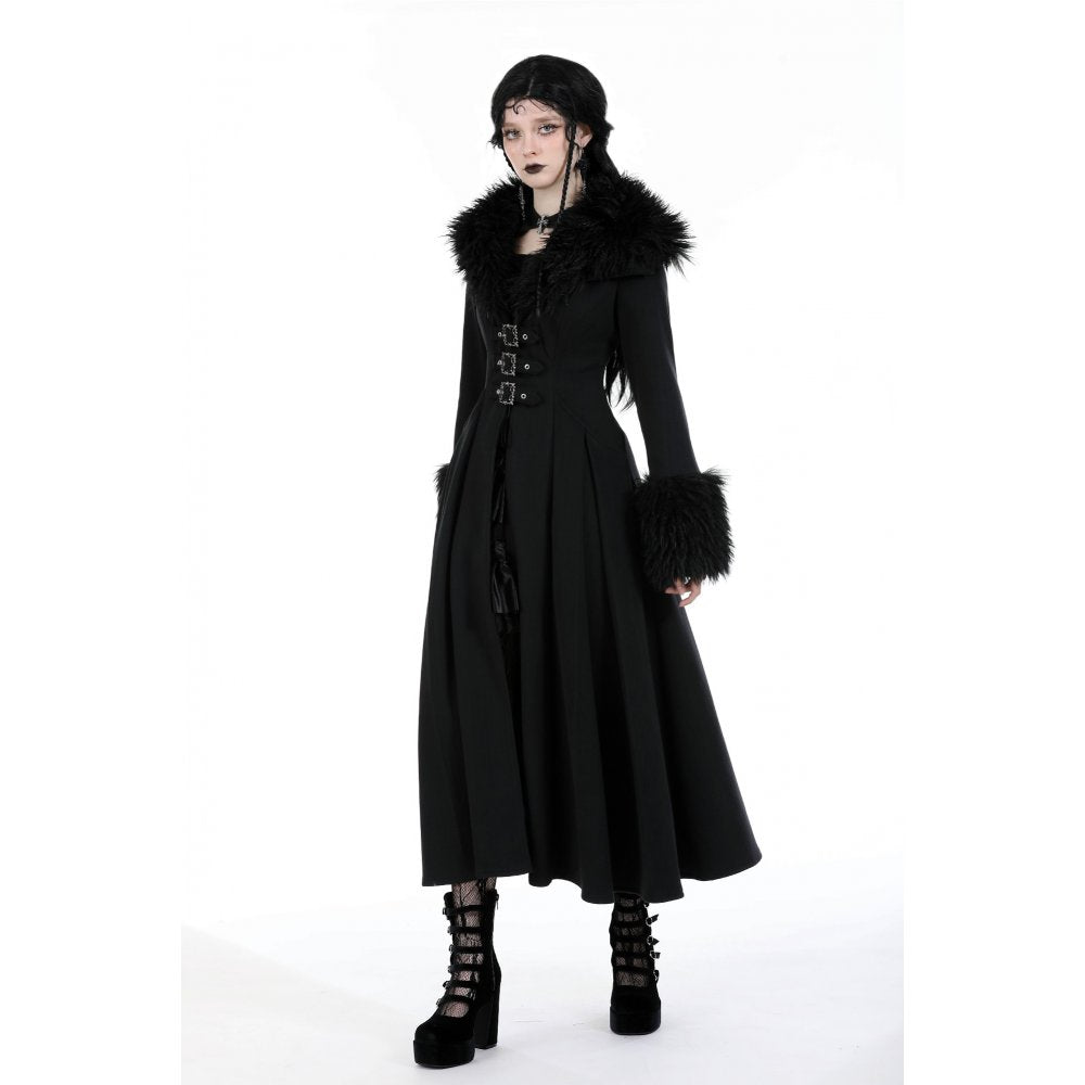 Dark in Love Haidee gothic long coat worn by model winter alternative fashion