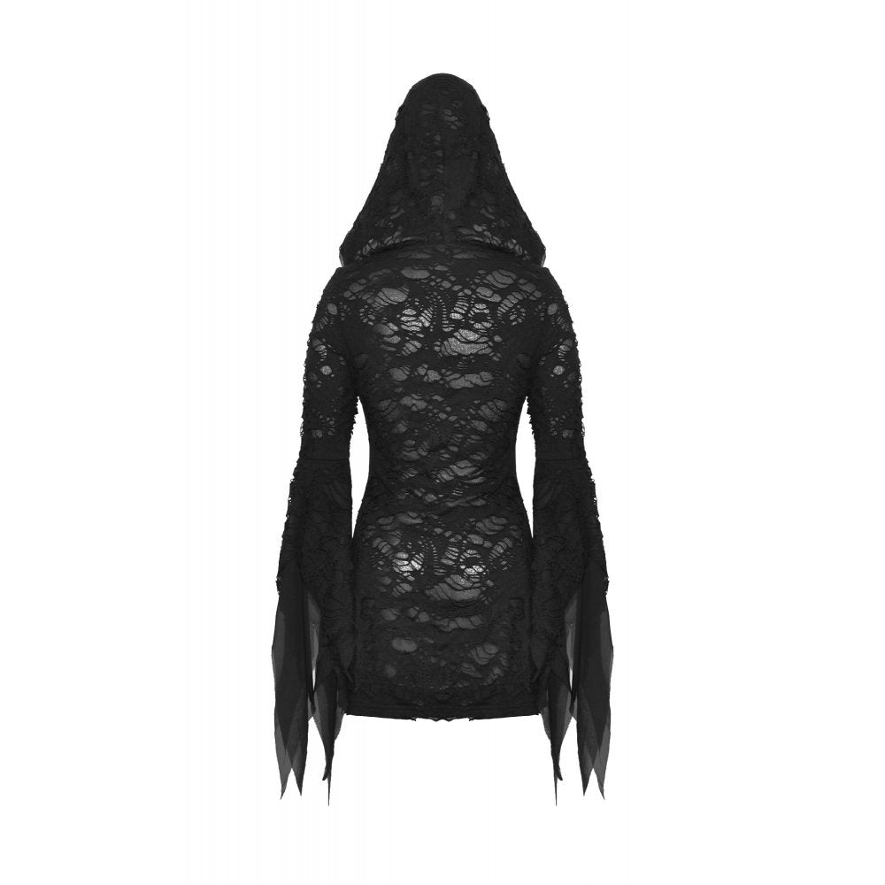 Dark in Love Hattie hooded dress flat lay back view gothic distressed dress