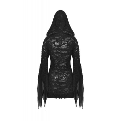 Dark in Love Hattie hooded dress flat lay back view gothic distressed dress