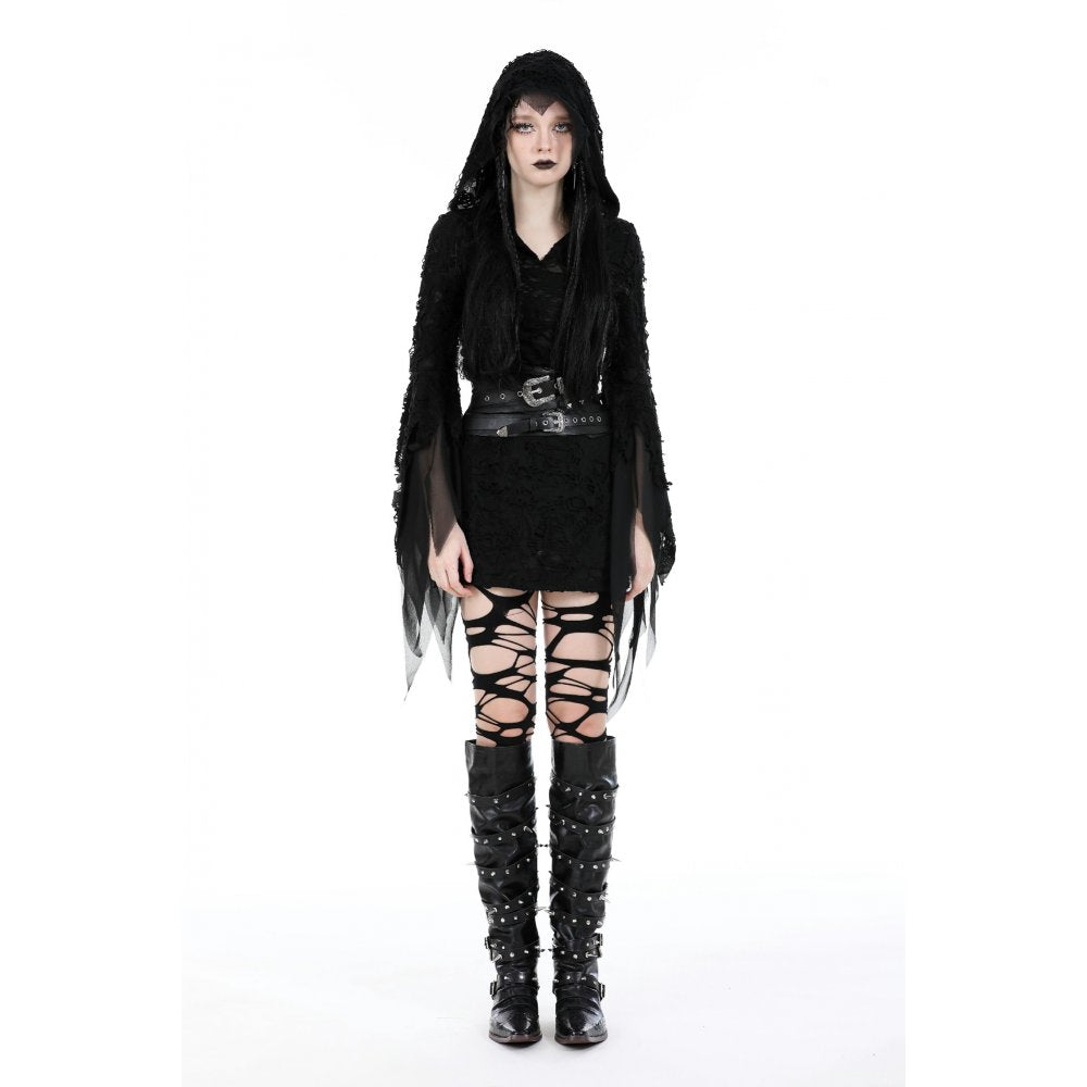 Dark in Love Hattie hooded gothic dress full body front view