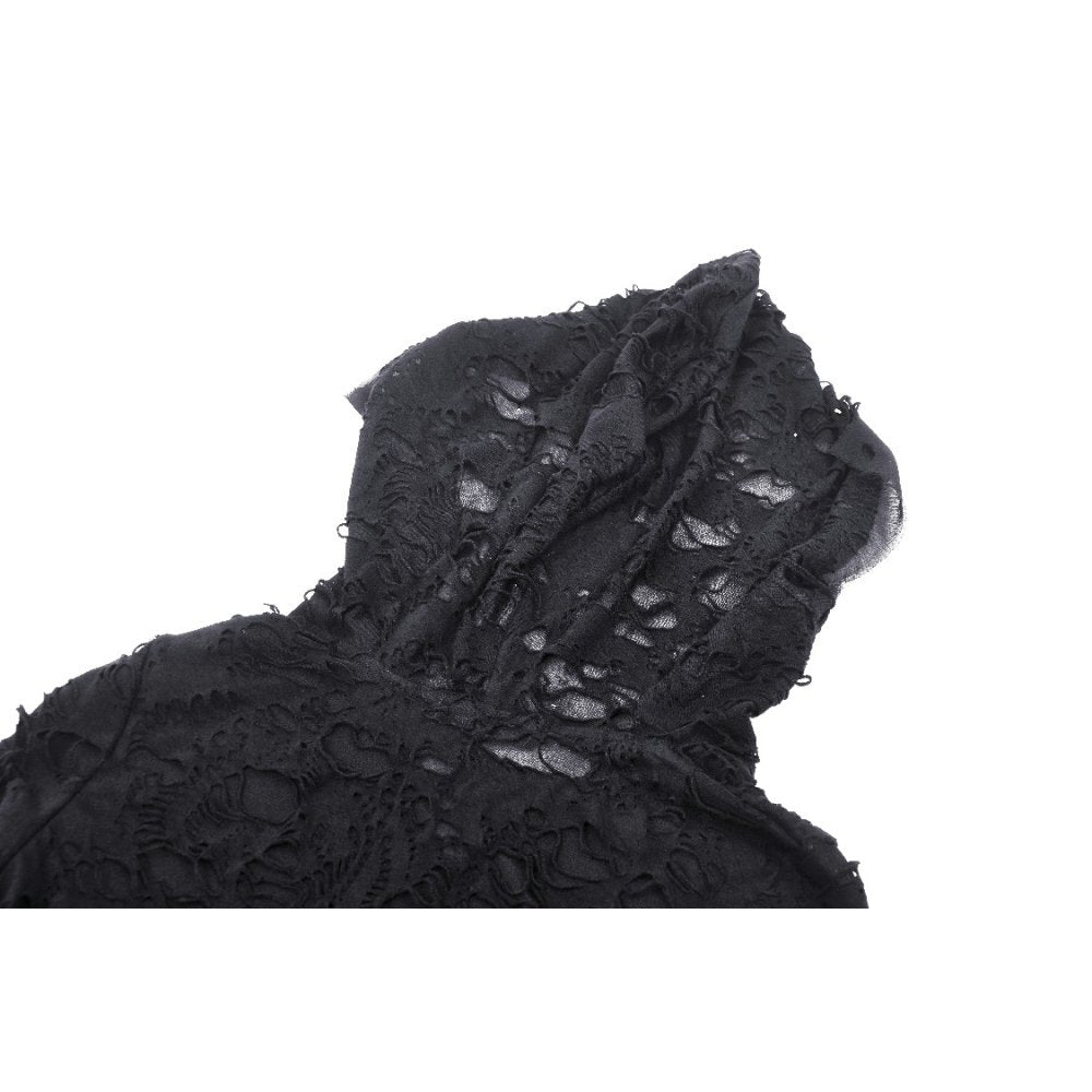 Dark in Love Hattie gothic dress hood detail black distressed hooded dress