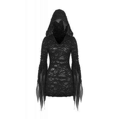 Dark in Love Hattie hooded dress gothic outfit styling with distressed hem