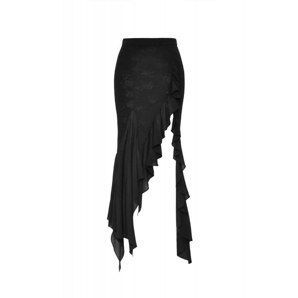Dark in Love Izora fishtail skirt flat lay front view gothic black skirt
