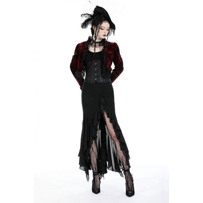 Dark in Love Izora fishtail skirt worn by model gothic skirt with dramatic fishtail hem

