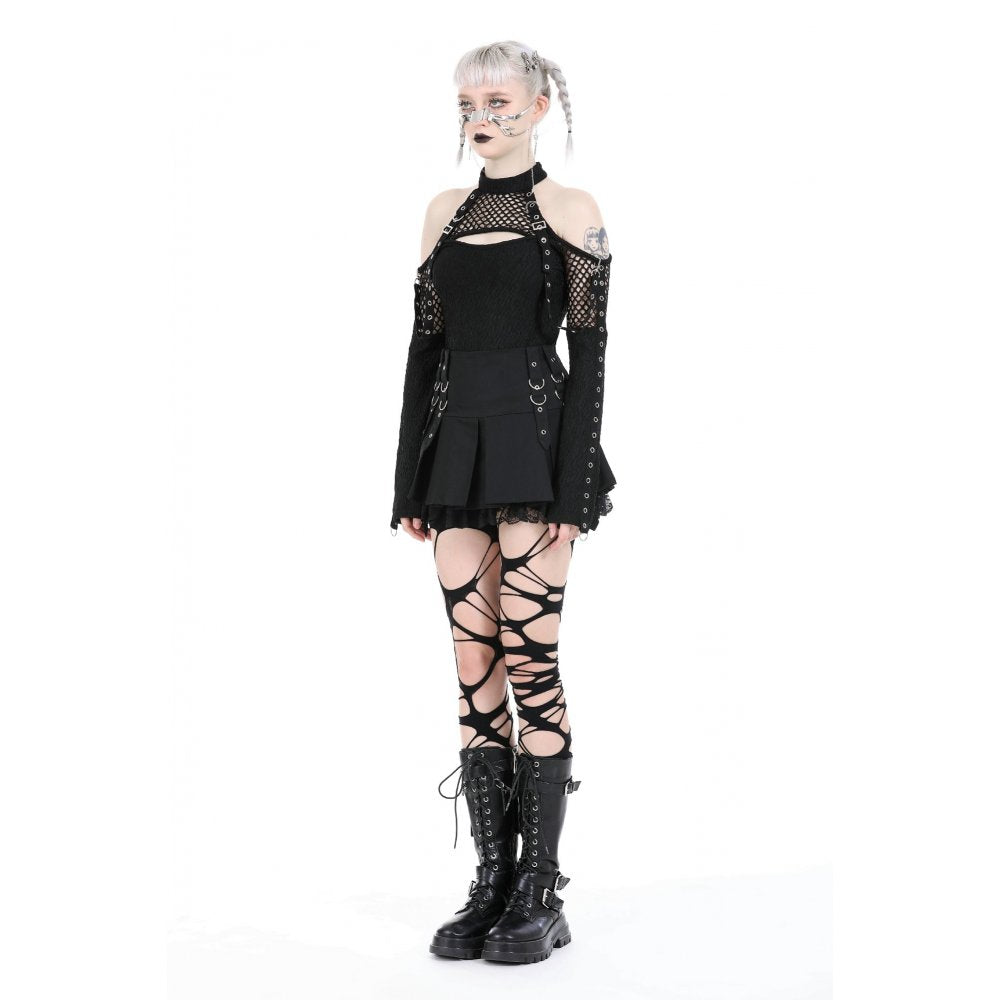 Dark in Love Kadin gothic off shoulder top full outfit back view
