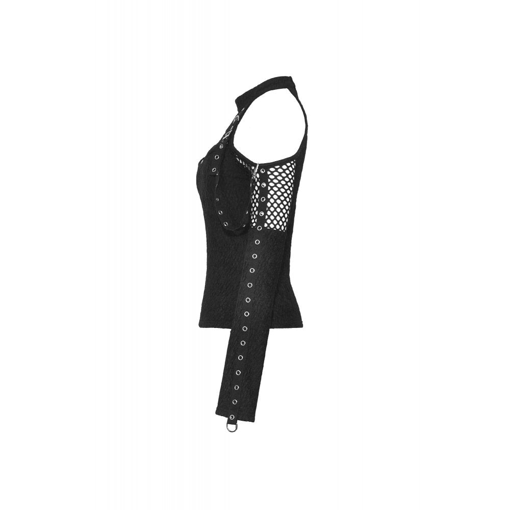 Dark in Love Kadin halter neck detail gothic off shoulder top close up
