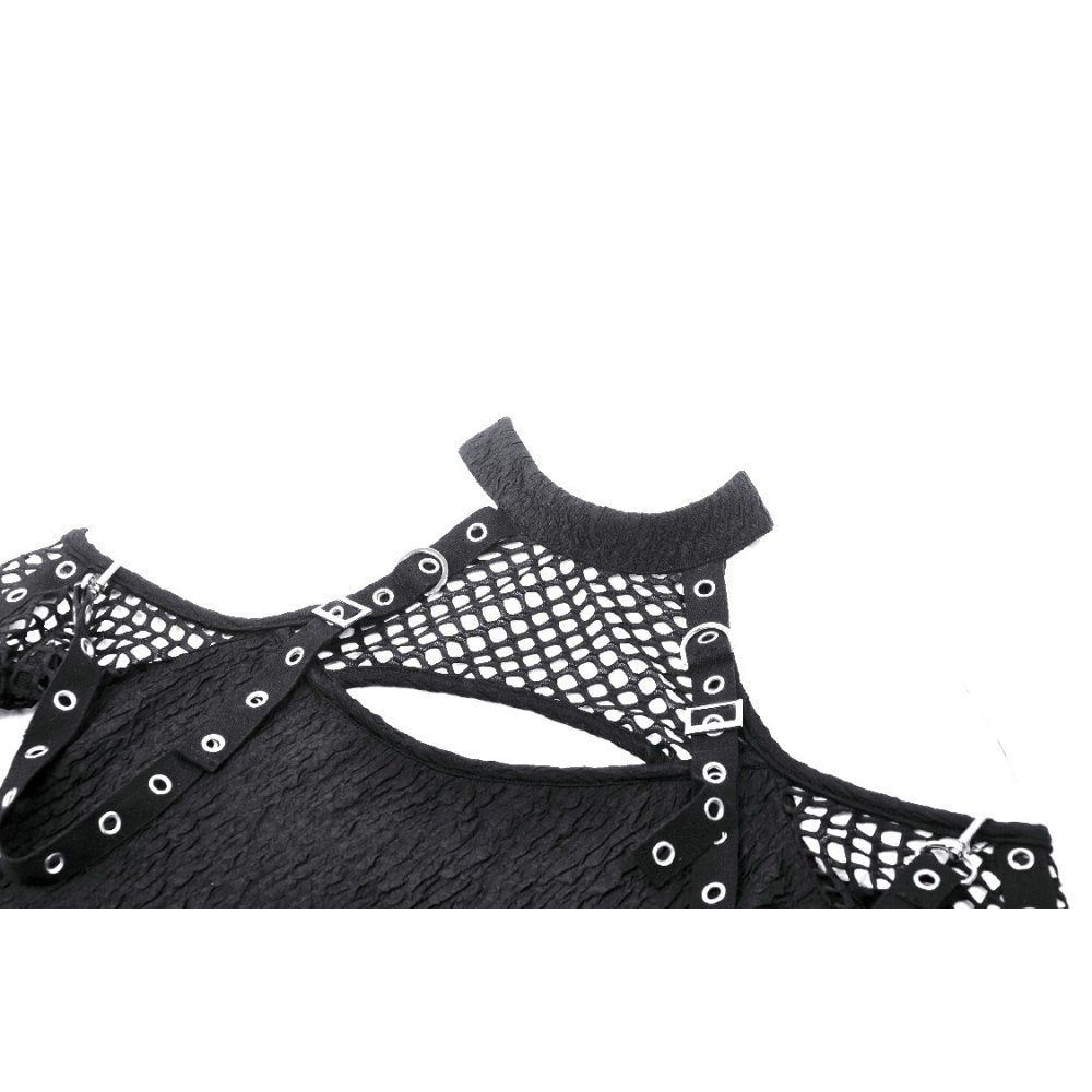 Dark in Love Kadin halter neck cut out detail gothic black top