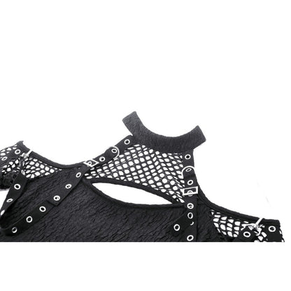 Dark in Love Kadin halter neck cut out detail gothic black top