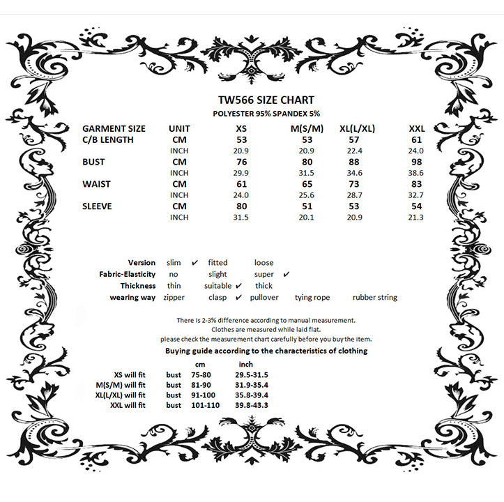 Dark in Love Kadin off shoulder top size chart measurement guide