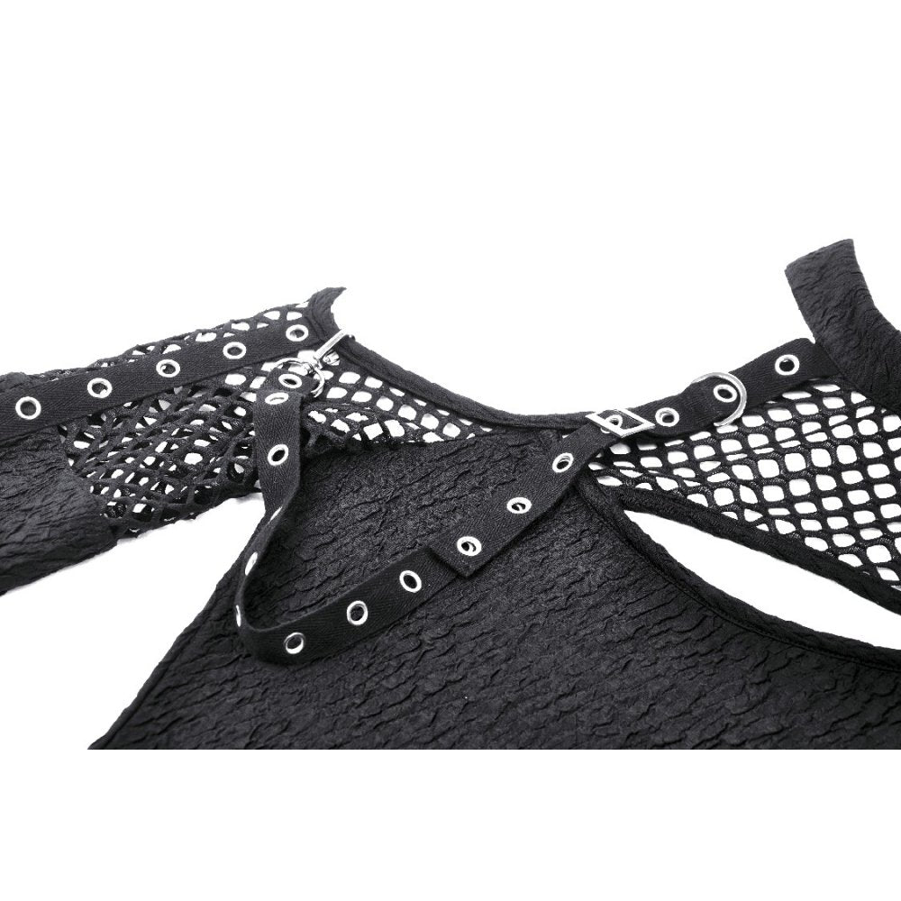 Dark in Love Kadin gothic top sleeve detail mesh long sleeve top