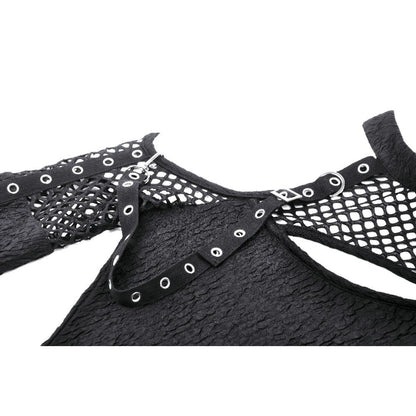 Dark in Love Kadin gothic top sleeve detail mesh long sleeve top