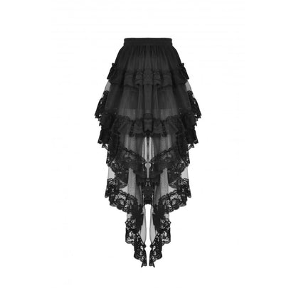 Dark in Love Lolisa skirt back view layered black lace gothic high-low skirt design