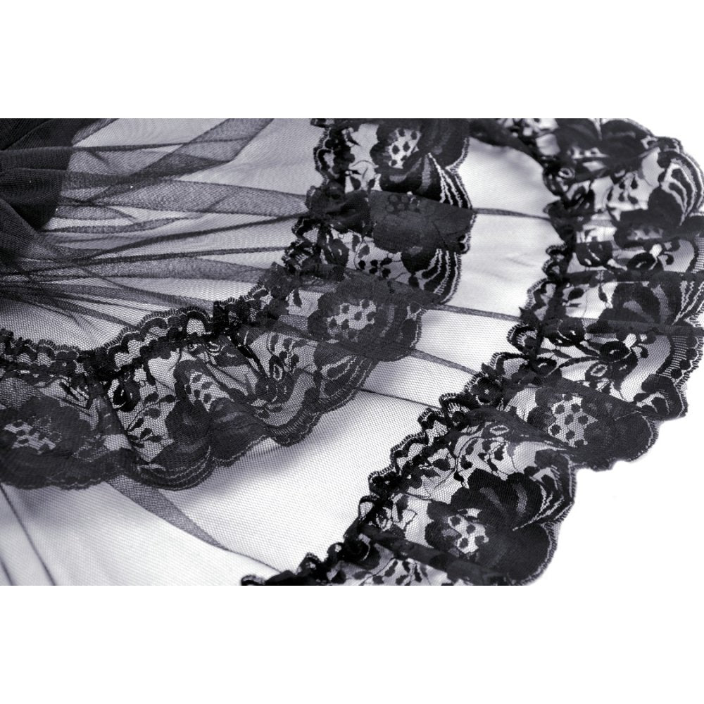 Dark in Love Lolisa skirt lace trim detail black gothic skirt fabric close-up