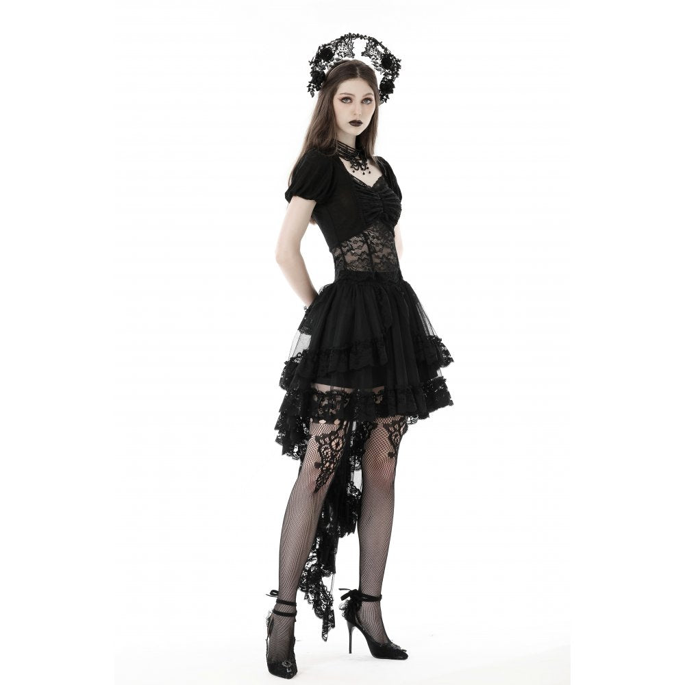 Dark in Love Lolisa skirt front outfit look black gothic lace skirt with dramatic hem