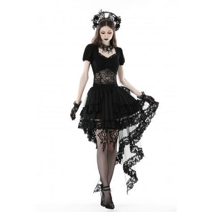 Dark in Love Lolisa skirt front outfit look black gothic lace skirt with dramatic hem