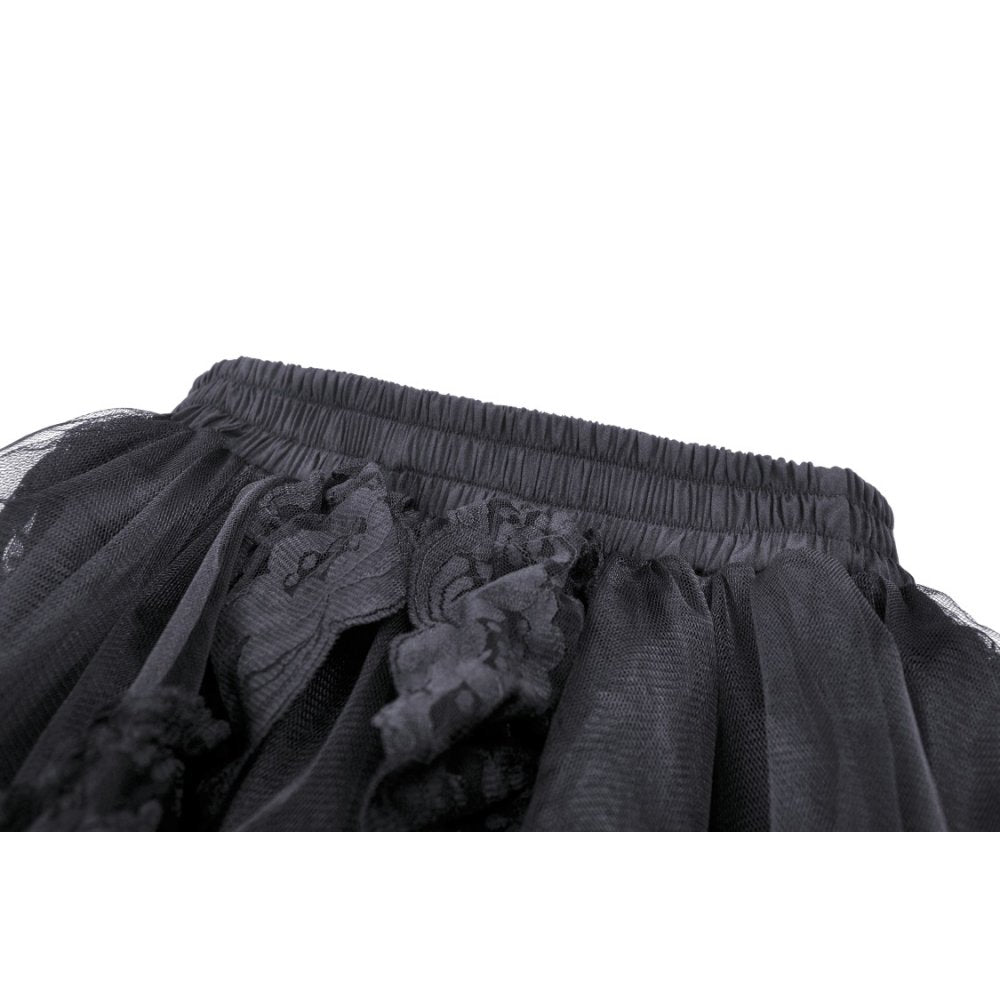 Dark in Love Lolisa skirt elastic waistband detail black gothic lace skirt close-up