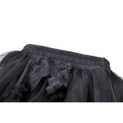 Dark in Love Lolisa skirt elastic waistband detail black gothic lace skirt close-up
