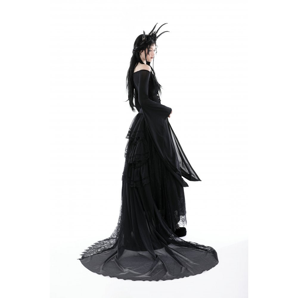 Dark in Love Mara long sleeve top back panel detail gothic mesh top close up