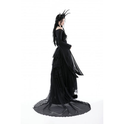 Dark in Love Mara long sleeve top back panel detail gothic mesh top close up