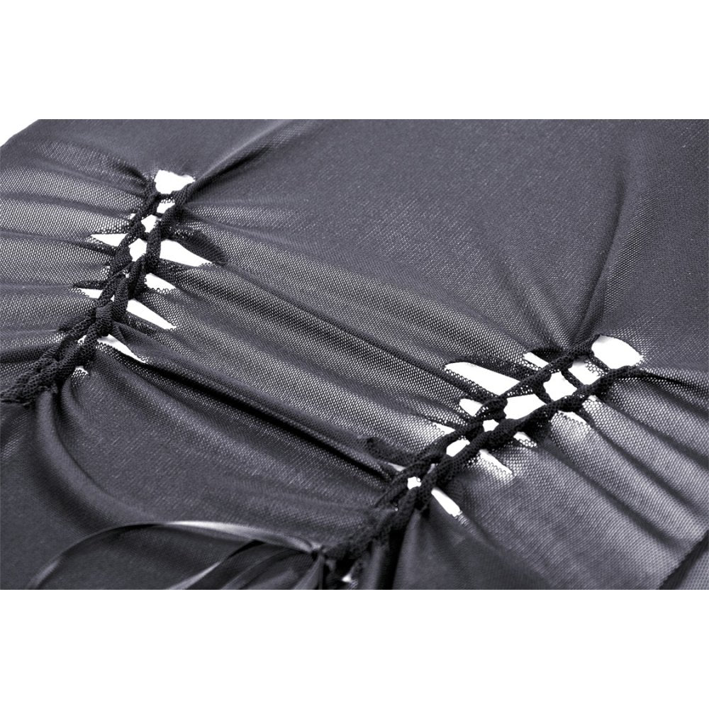 Dark in Love Mara long sleeve top mesh textile detail black gothic stretch fabric