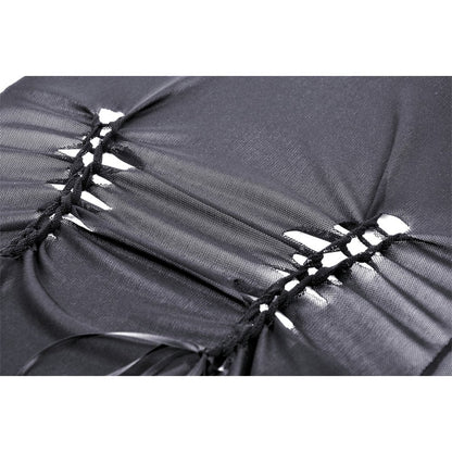 Dark in Love Mara long sleeve top mesh textile detail black gothic stretch fabric