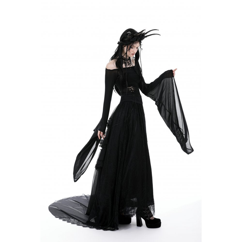 Dark in Love Mara long sleeve top mesh fabric close up black gothic mesh textile