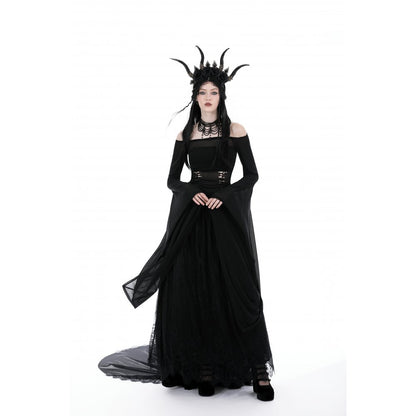 Dark in Love Mara long sleeve top gothic outfit look black mesh off shoulder bell sleeve top