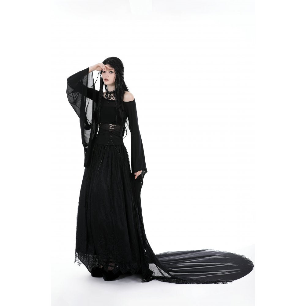 Dark in Love Mara long sleeve top bell sleeve detail gothic mesh sleeve design