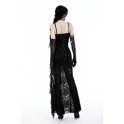 Dark in Love Naiara lace dress full body back view gothic maxi dress