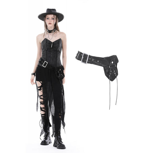 Dark in Love Orenda pocket belt gothic utility belt with pouch and buckle worn on model