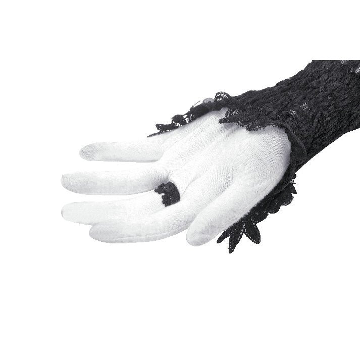 Dark in Love Ottilie gothic lace fingerless gloves floral embroidery texture detail