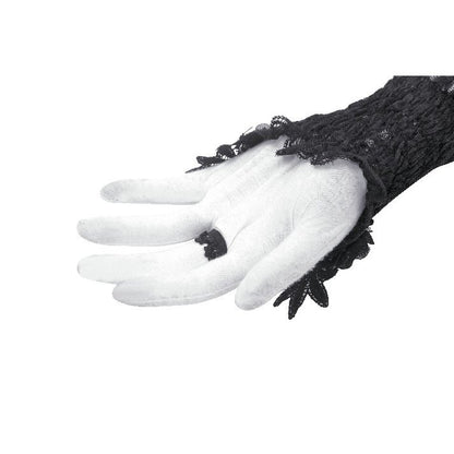 Dark in Love Ottilie gothic lace fingerless gloves floral embroidery texture detail