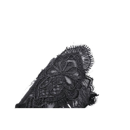 Dark in Love Ottilie lace fingerless gloves close up embroidered gothic lace detail