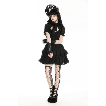 Dark in Love Ottilie gothic lace fingerless gloves styled with alternative outfit