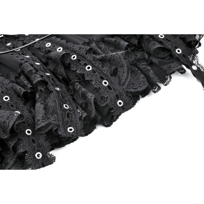 Dark in Love Wren mini skirt lace frill hem detail gothic lace fabric close up
