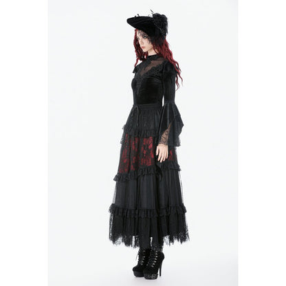 Dark in Love Gothic Velvet Lace High-Neck Top