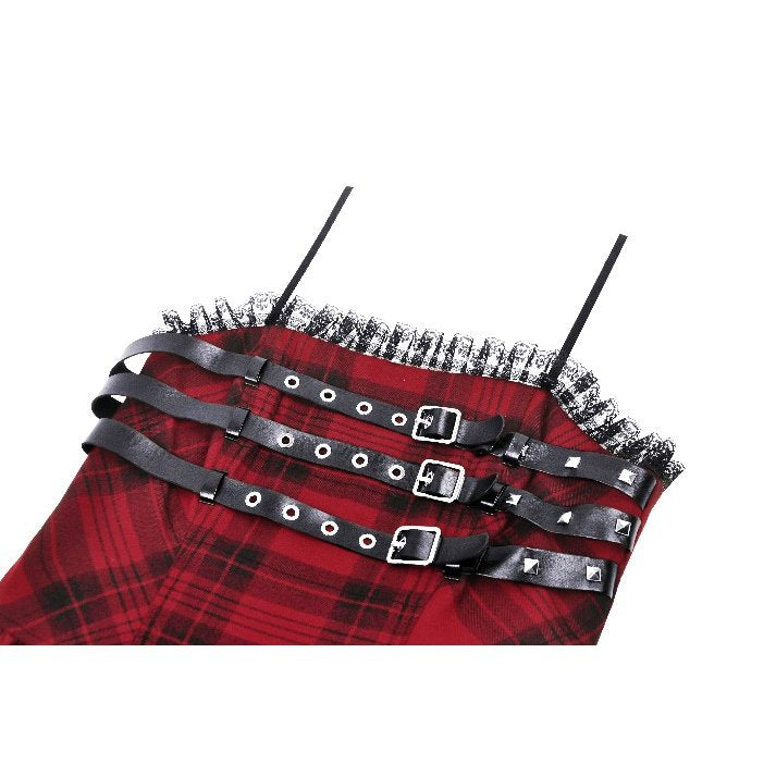 Dark in Love Evelyn Black and Red Tartan Mini Dress - Kate's Clothing