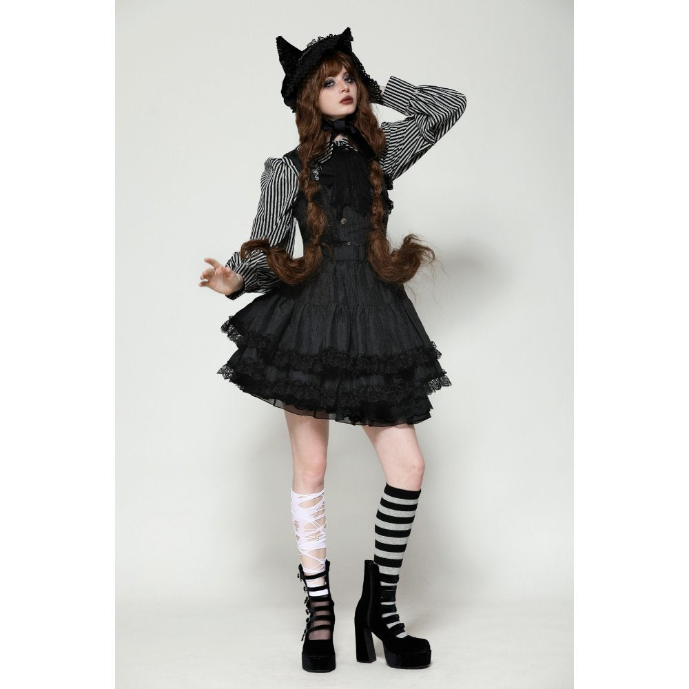 Dark in Love Anita Striped Brocade Mini Dress - Kate's Clothing