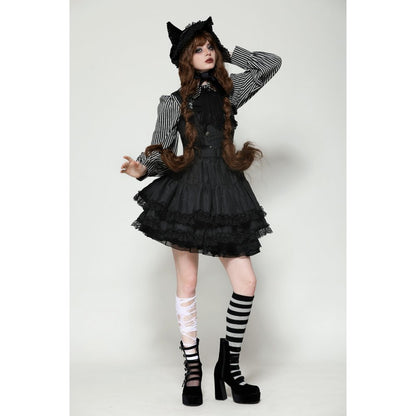 Dark in Love Anita Striped Brocade Mini Dress - Kate's Clothing