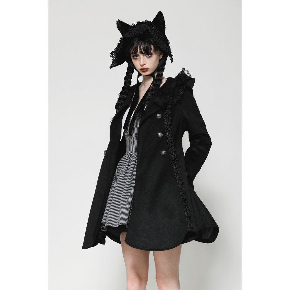 Dark in Love Fia Velvet Bonnet with Cat Ears - Kate's Clothing