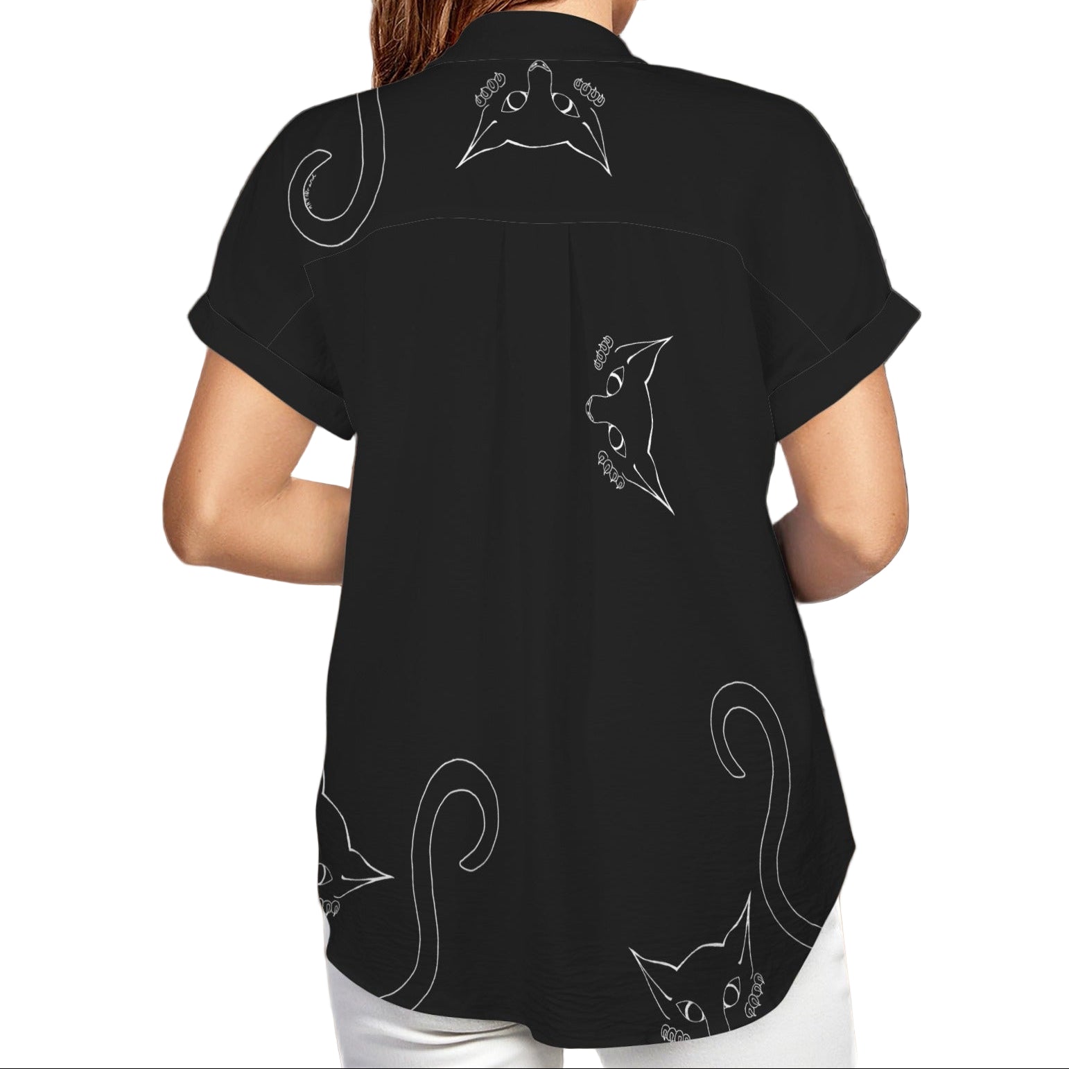 ANTIBrand Peekaboo Kitten Shirt close-up of kitten print