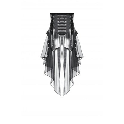 Dark in Love Draven Layered Mesh & Faux Leather Waist Cincher Skirt