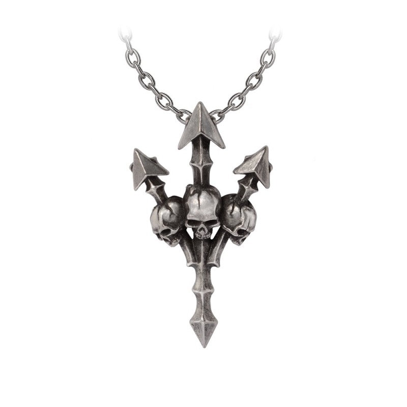 Alchemy Gothic Deadly Trident Skull Pendant